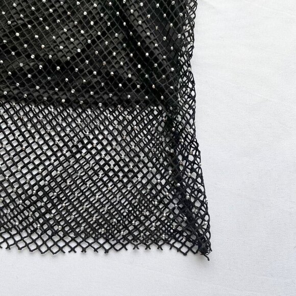 NWT HAUTE HIPPIE BLACK RHINESTONE MESH EMBELLISHED DRESS - Picture 11 of 13